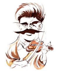 Fritz Kreisler - Sepia-Karikatur